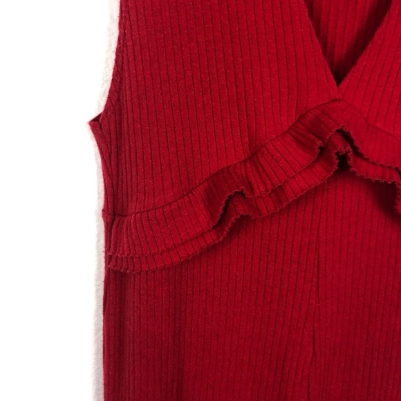 Zara Red Knit Frill Jumpsuit - Picture 4 of 4
